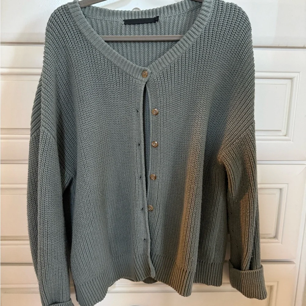 Jenni Kayne Sea Salt Cotton Hayes Crewneck Cardigan - Picture 2 of 3